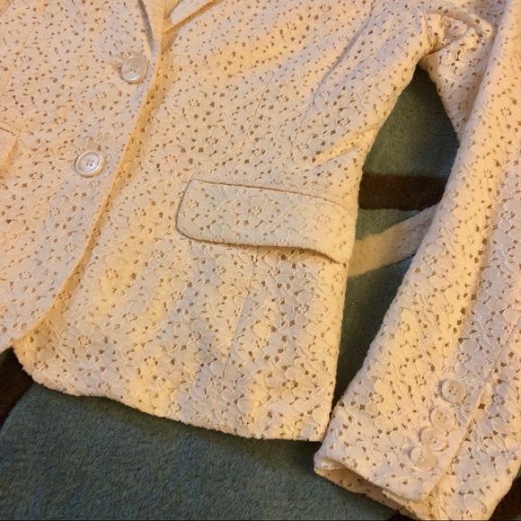 Anthro Cream Eyelet Lace Blazer - Picture 2 of 4